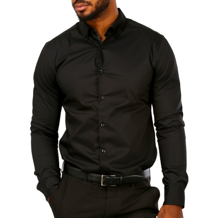 Mens solid black dress shirt