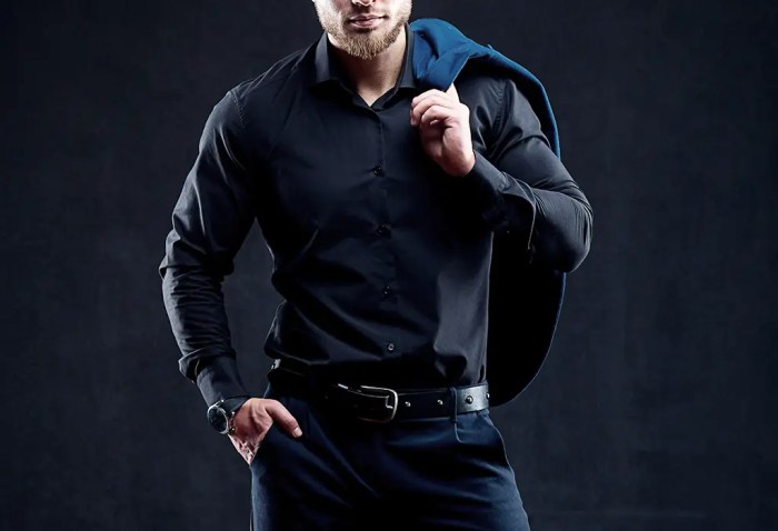 Mens solid black dress shirt