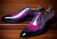 Purple and black men's dress shoes