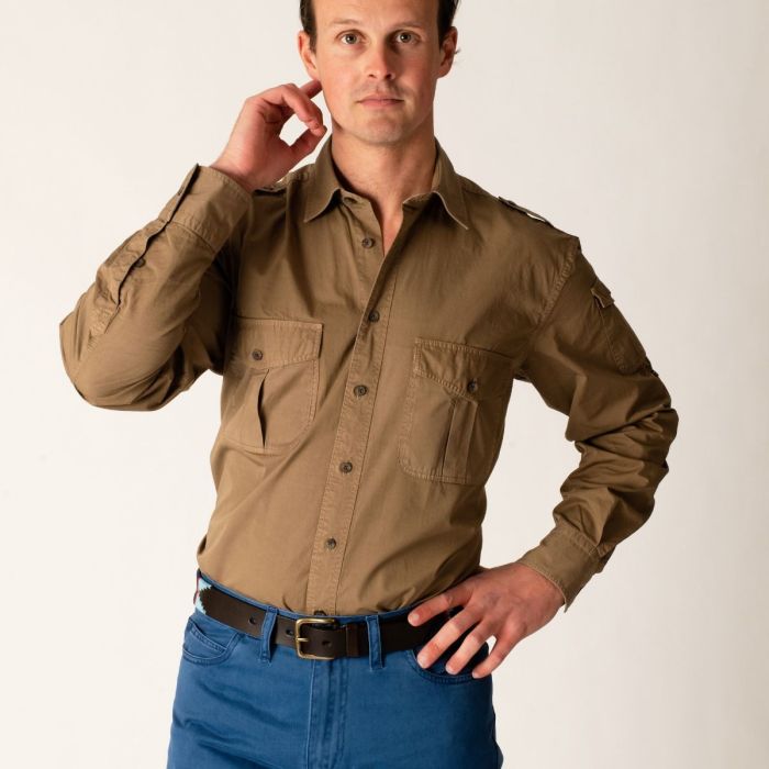 Khaki mens dress shirt